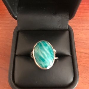 Ring, malachite stone size 6